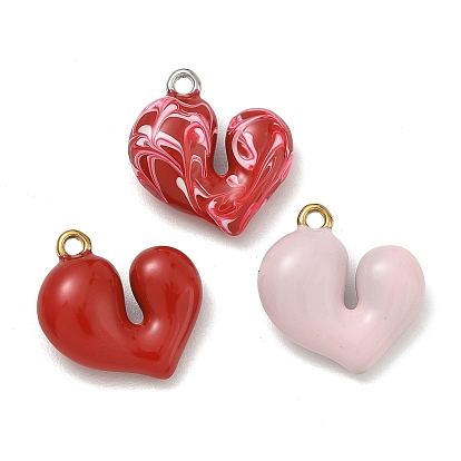 316 Stainless Steel & Enamel Pendants, Heart Charms