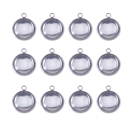 DIY Pendant Making, with 304 Stainless Steel Pendant Cabochon Settings and Transparent Glass Cabochons