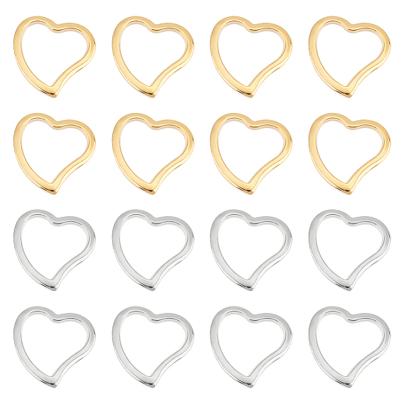 40шт. 2 цвета 304 соединительные кольца из нержавеющей стали, сердце