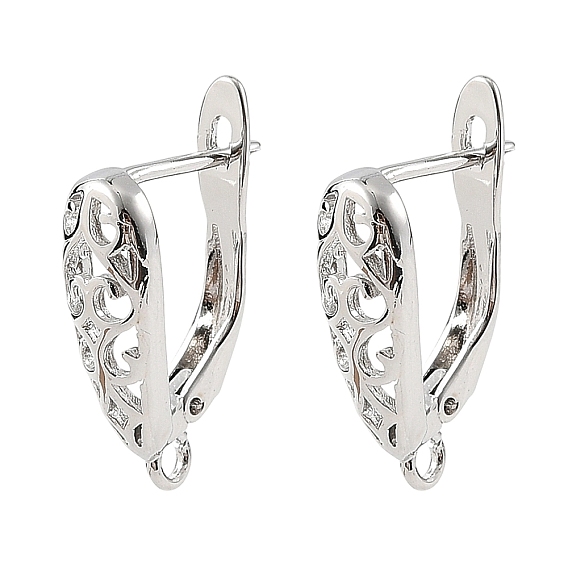 SHEGRACE Brass Hoop Earring Findings, with Loop, Cadmium Free & Lead Free & Nickel Free