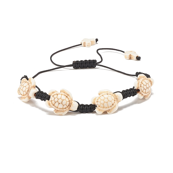 Браслет из синтетической бирюзы (окрашенной) черепаховой оплетки из бусин, регулируемый браслет из драгоценных камней для женщин