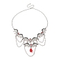 Женские ожерелья-нагрудники с сиамскими стразами в виде летучей мыши на Хэллоуин, с пластиковыми бусинами, имитирующими жемчуг, и подвесками-капельками из красного стекла