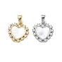 Brass Micro Pave Clear Cubic Zirconia with White Acrylic Charms, Heart Charms