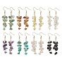 8 Pair 8 Style Natural & Synthetic Mixed Gemstone Chips Dangle Earrings Set, Golden 304 Stainless Steel Cluster Earrings