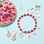 DIY Jewelry Making Kits, Including 6 Colors Baking Painted Pearlized Glass Pearl Round Beads, 6 Style Alloy Enamel Pendants, 304 Stainless Steel Earrings Hooks & Jump Rings, Elastic Crystal Thread