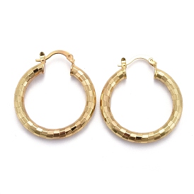 Brass Hoop Earring, Long-Lasting Plated, Textured Ring Shape