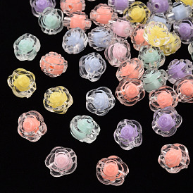 Transparent Acrylic Beads, Bead in Bead, Flower