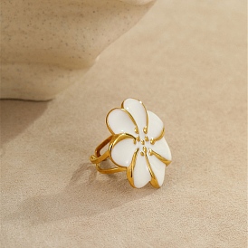 304 открытые манжеты из нержавеющей стали, цветок, с эмалью для женщин, без кадмия, без никеля и без свинца, ионное покрытие (ip)