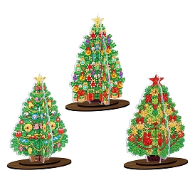 Diamond Painting 3D Christmas Tree Table Top Ornaments Kit, with Wood Pestal, for Home Office Tabletop Decor
