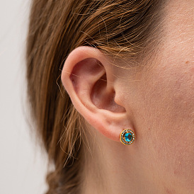 Hypoallergenic Stainless Steel Blue Zircon Stud Earrings - Non-fading Fashion Jewelry.