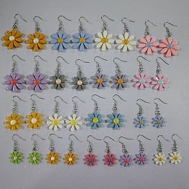 34 piezas 17 estilos pendientes colgantes de hierro, flor, con colgantes de la resina, Platino