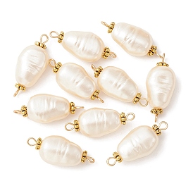 Acrylic Imitation Pearl Connector Charms, Teardrop Links with Alloy Spacer Beads