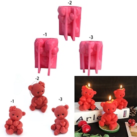Valentine's Day 3D Bear Hugging Heart DIY Silicone Candle Molds, Aromatherapy Candle Moulds, Scented Candle Making Molds