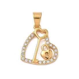 316 хирургические подвески из нержавеющей стали со стразами, замок с сердечным ключом, вакуумные покрытия