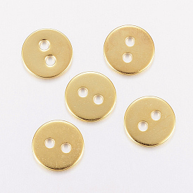 201 Stainless Steel Buttons, 2-Hole, Flat Round