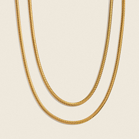 Минималистичные 304 плоские двухслойные ожерелья из нержавеющей стали в виде змейки