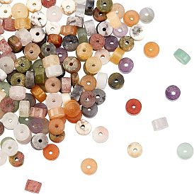 160 pcs 10 style perles de pierres précieuses mélangées naturelles, perles heishi, Plat rond / disque