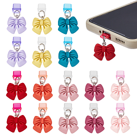 16шт 8 стиль пластиковые мобильные пылезащитные заглушки, с подвесками-бантиками из смолы