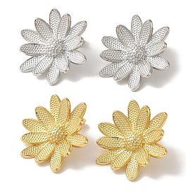 Rack Plating Brass Stud Earrings, Cadmium Free & Lead Free, Long-Lasting Plated, Flower