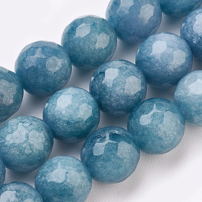 Natural Malaysia Jade Beads Strands, Dyed, Faceted, Round