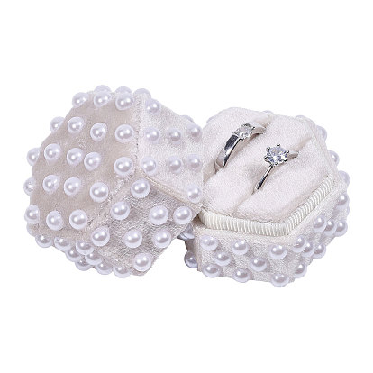 Бархатные коробочки для парных колец, с имитацией жемчуга, шестиугольник