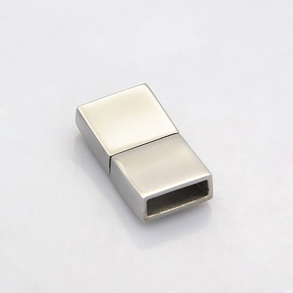 Cuboid 304 Stainless Steel Bayonet Clasps, Magnetic Clasps with Glue-in Ends, 22x12x5mm, Hole: 3x10mm