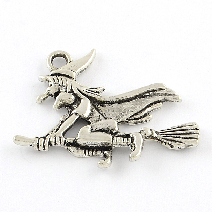 Tibetan Style Witch Alloy Pendants, Cadmium Free & Lead Free