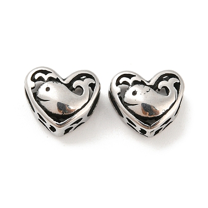316 Surgical Stainless Steel  Beads, Heart