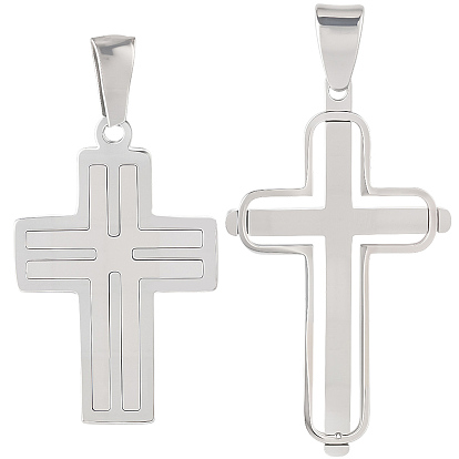 2 шт 2 стили 304 подвески из нержавеющей стали, крест прелести