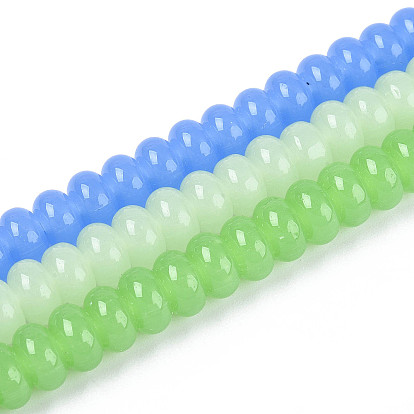 Стеклянные бусины, имитация нефрита , рондель