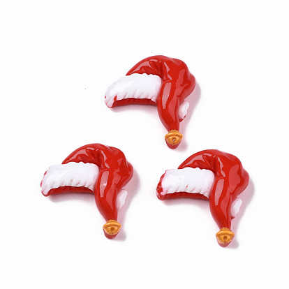 Opaque Resin Cabochons, Christmas Hat