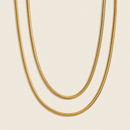 Минималистичные 304 плоские двухслойные ожерелья из нержавеющей стали в виде змейки