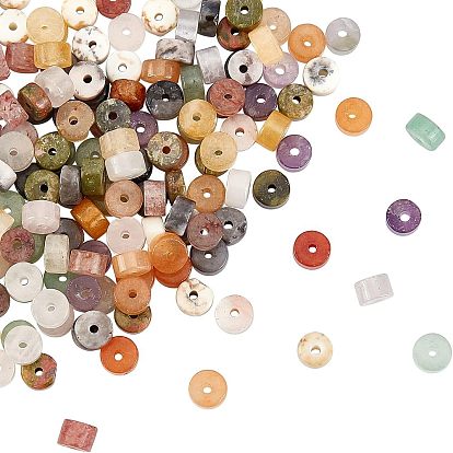 160 pcs 10 style perles de pierres précieuses mélangées naturelles, perles heishi, Plat rond / disque