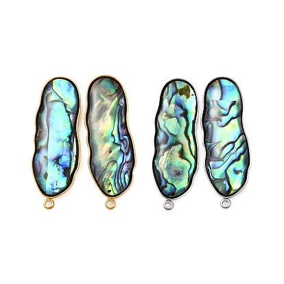 304 фурнитура для сережек-гвоздиков из натуральной ракушки пауа из нержавеющей стали, овальные, ионное покрытие (ip)