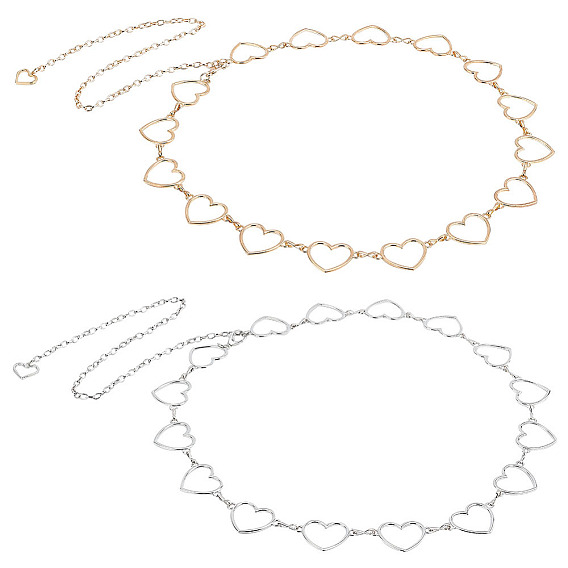 2 шт 2 стиль сплава сердце поясные цепи, цепной ремень для женщин