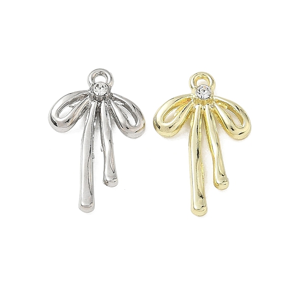 Подвески из сплава с хрустальными стразами, бантом прелести, стойки покрытие, без кадмия и без свинца