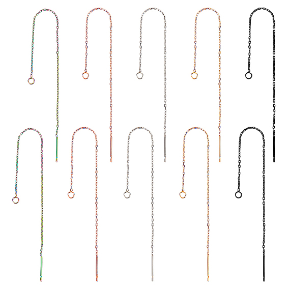 10 пары 5 цвета 304 фурнитура для сережек-гвоздиков из нержавеющей стали, ушная нить с петлями