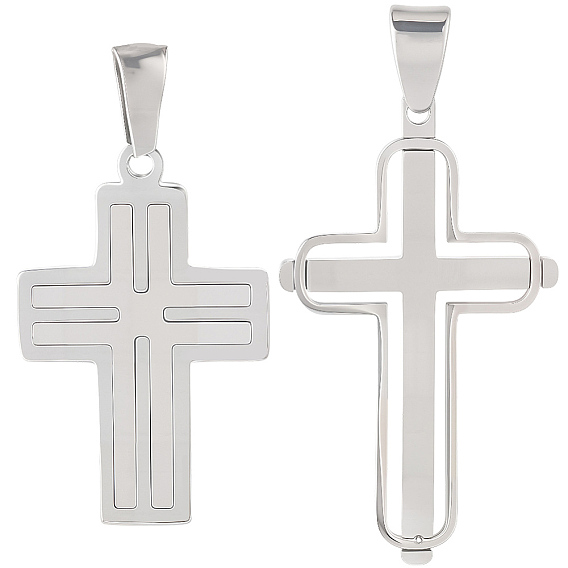 2 шт 2 стили 304 подвески из нержавеющей стали, крест прелести