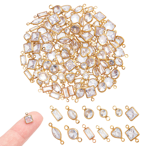 120 шт. 12 стили латунные прозрачные подвески с разъемом из кубического циркония