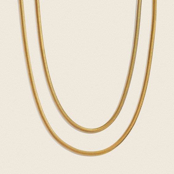 Минималистичные 304 плоские двухслойные ожерелья из нержавеющей стали в виде змейки