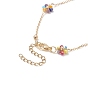 Glass Beaded Flower Link Chain Necklace, Brass Jewelry for Women