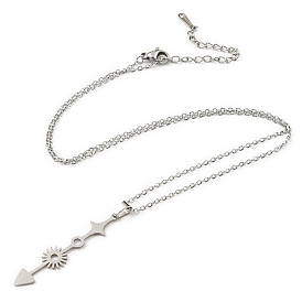 201 Stainless Steel Arrow & Sun & Star Pendant Necklace with Cable Chains