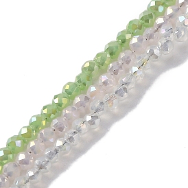 Стеклянные бусины с гальваническим покрытием , нити круглых бусин, имитация нефрита, граненые