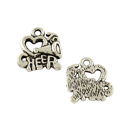 Tibetan Style Alloy Message Charms, Heart with Words To Cheer, Cadmium Free & Lead Free, 17.7x15.6x3mm, Hole: 2mm, about 263pcs/500g
