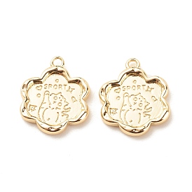 Brass Pendants, Flower with Cat & Word Sport