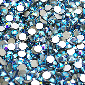 Glass Flat Back Rhinestone, Grade A, Back Plated, Faceted, AB Color, Half Round, 1.5~1.6mm