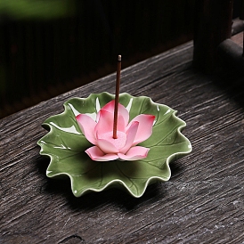 Lotus Leaf & Lotus Flower Porcelain Incense Burners, Incense Holders, Home Office Teahouse Zen Buddhist Supplies