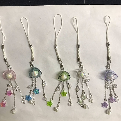 Decoración colgante de flores de cristal, con granos de acrílico de la perla imitado