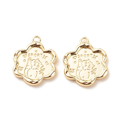 Brass Pendants, Flower with Cat & Word Sport