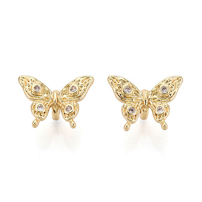 Латунные микро проложить кубического циркония бусы, бабочка